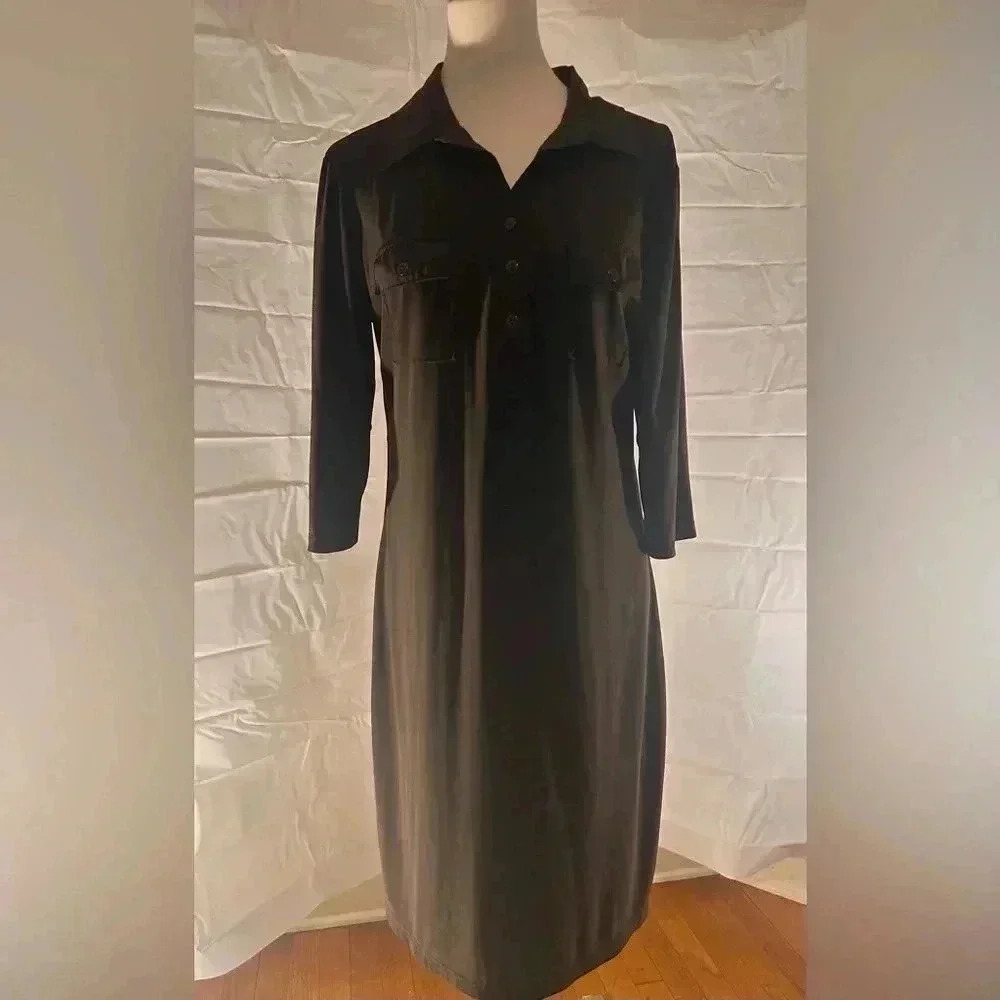Karin Stevens Brown Long Sleeve Sheath Dress